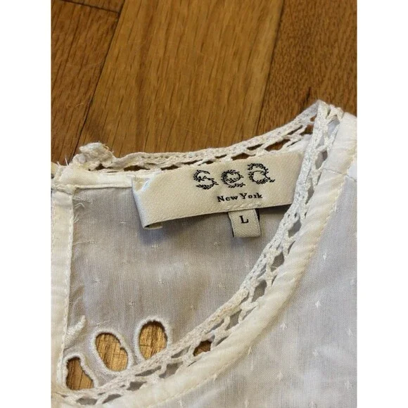 Sea New York Marina White Eyelet Long Sleeve Dress Lace Embroidered Size L - Picture 9 of 16